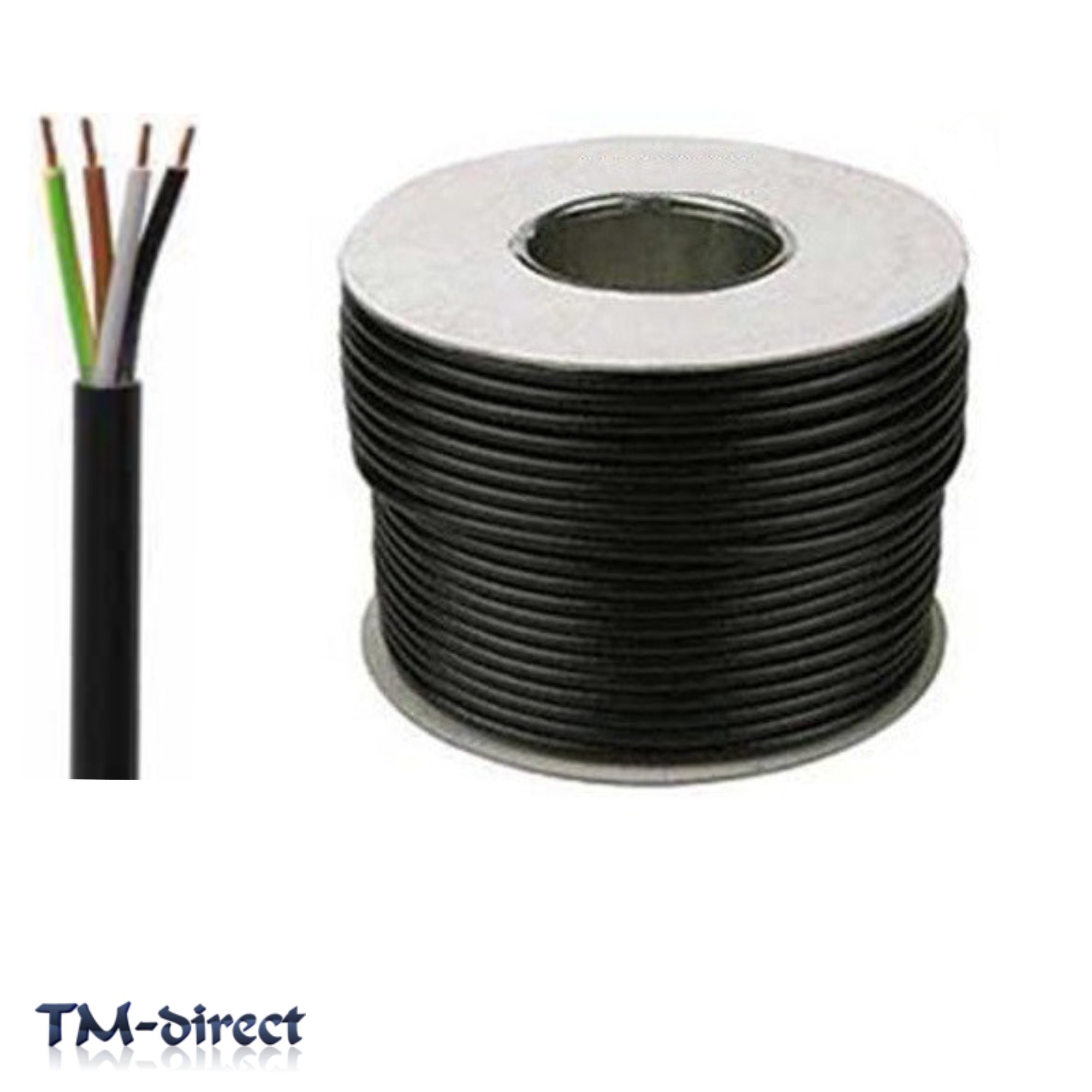 3 Core 2.5mm 25 Amp PVC Flexible Cable 1m 100m Round Flex Electrical Wire BLACK