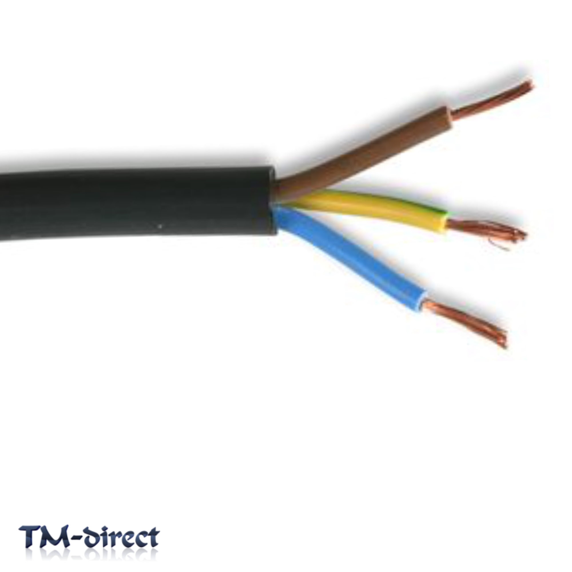 3183Y 3 Core 2.5mm Round Black Mains Electrical Cable Flex Wire BY THE METER 